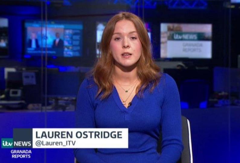 Lauren Ostridge presenting the news