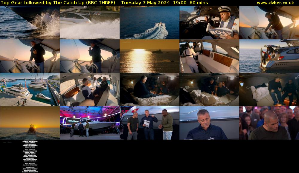 Top Gear followed by The Catch Up (BBC THREE) Tuesday 7 May 2024 19:00 - 20:00