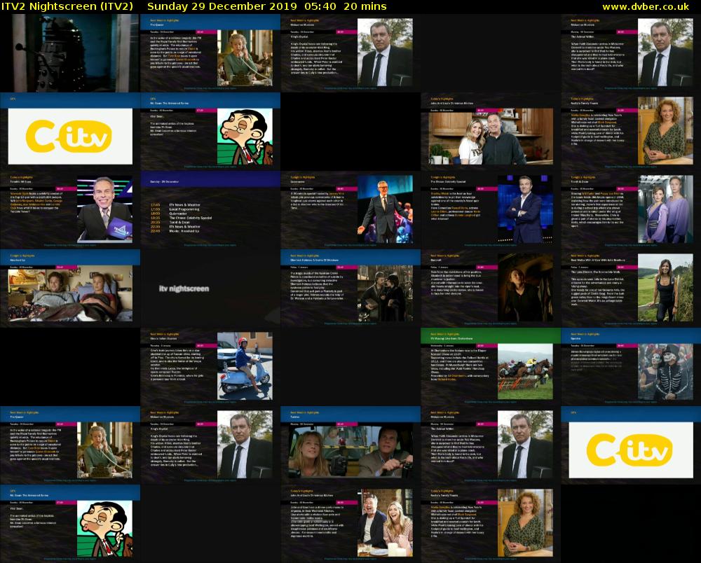 ITV2 Nightscreen (ITV2) Sunday 29 December 2019 05:40 - 06:00