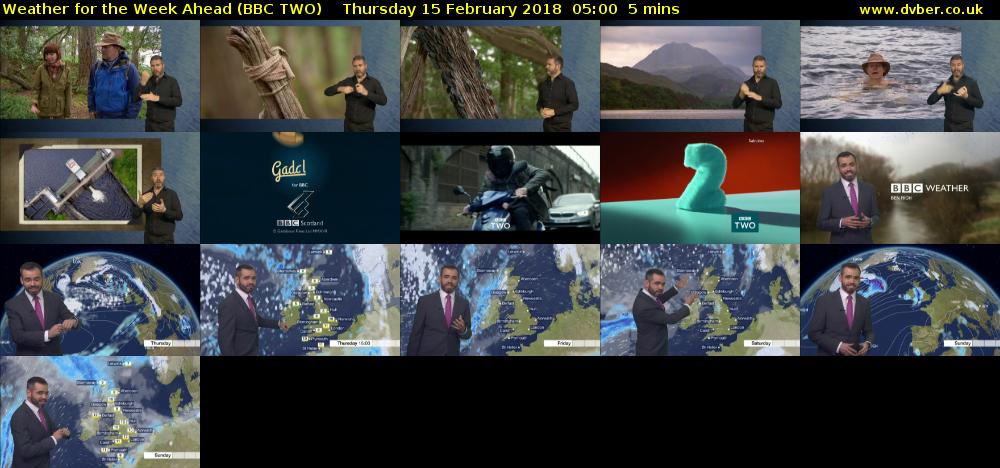 Weather for the Week Ahead (BBC TWO) Thursday 15 February 2018 05:00 - 05:05